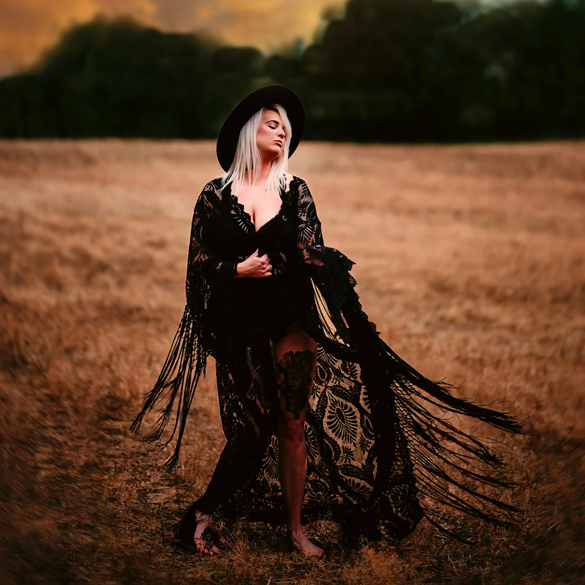 黒ゴシックマタニティ写真撮影ガウンレースローブ自由奔放に生きるロングルーズフリンジスリーブカスタマイズされた 2 ピースタッセルベビーシャワードレス