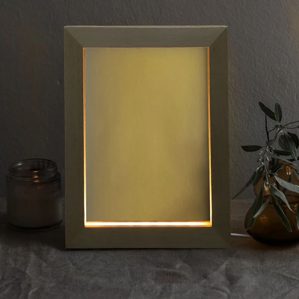 Glowing Photo Frame Table Vintage Picture Frames Luminous Holder for Gift LED Light Wooden USB Table Picture Frame for Home