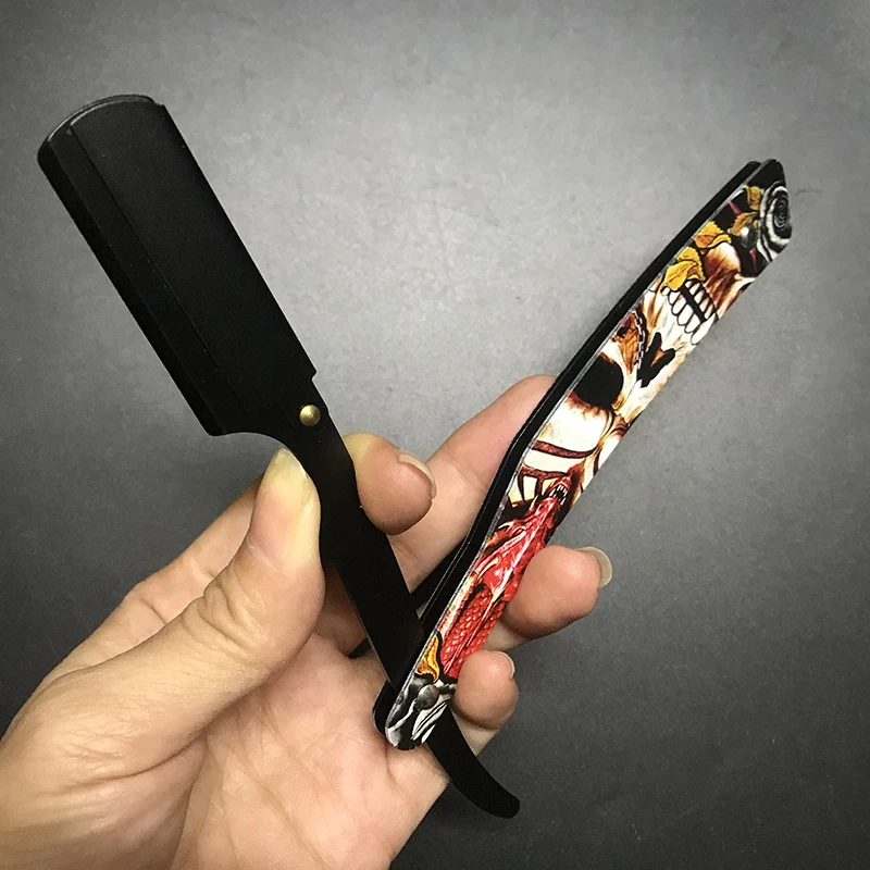 Navalha de barbeiro dobrável barbeador profissional borda reta aço inoxidável manual raspador barbeiro navalha