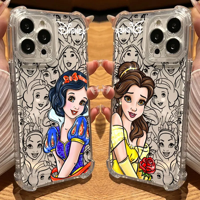 Schneewittchen Bella Ranpunzel Prinzessin Transparente Hülle für iPhone 17 16 15 14 13 12 11 Pro Max 16e 17e Air 13 15 Plus XS X 8 Handyhülle