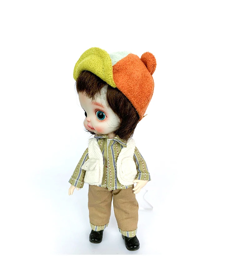 D04-A214 children handmade toy 1:12  ob11 gsc bjd pd9 doll Accessories Multi-coloured ear hat color matching cap  1pcs