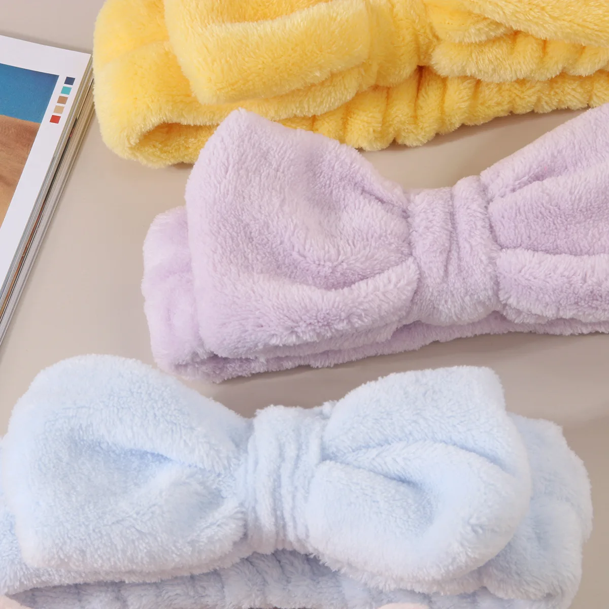 Waterproof Headband and Wristband Set for Face Washing Prevent Water Stains Soft Adjustable Bow Hairband for Skincare Makeup