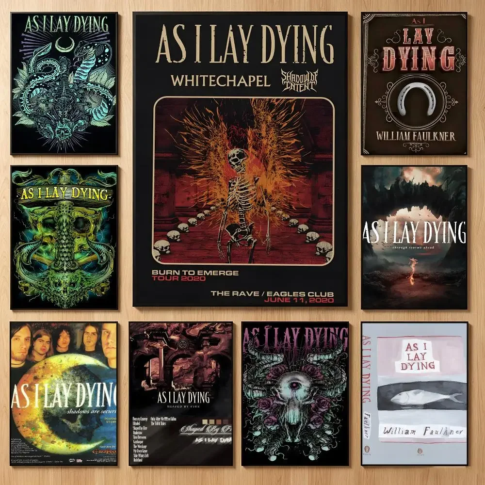 Heavy Metalband A-As I Lay Dying Poster Classic Self-Adhesive PP Wall Sticker for Living Room Bar Decor Gift