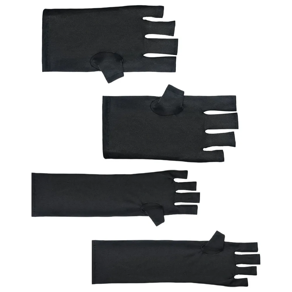 2 أزواج قفازات للتقليم بدون أصابع من الأشعة فوق البنفسجية يغطي لينة الجلد واقية ملابس اليد مناسبة لمجفف الأظافر