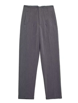 Willshela Women's High-Waisted Straight-Leg Pants 6 Willshela Women Fashion Straight Pants High Waist Front Zipper Trousers Vintage Full Length Female Chic Lady 6