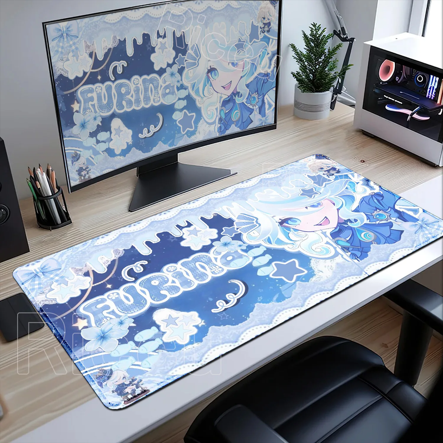 

New Kawaii Wallpaper Genshin Impact Furina Anime Mousepad Office PC Gamer Accessories Keyboard Mouse Pad Laptop 70x40cm Desk Mat