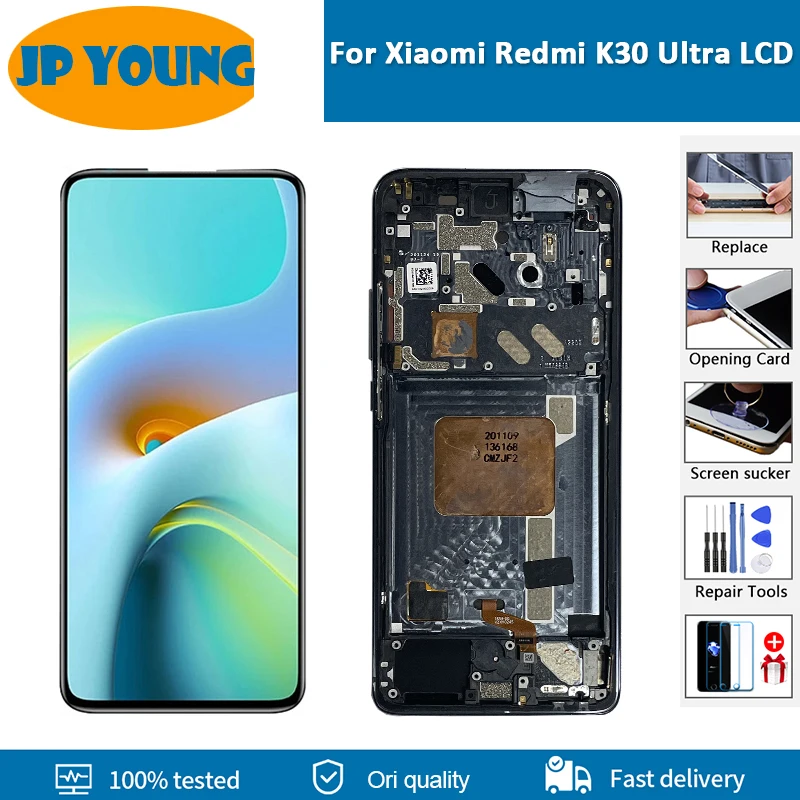 6.67''AMOLED  For Xiaomi Redmi K30 Ultra K30Ultra LCD Display Touch Screen Sensor Panel Digiziter Assembly M2006J10C with frame