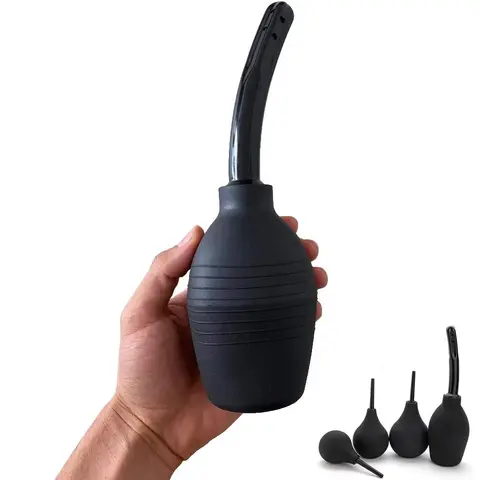 Enema Anal Douches for Men Women, Enema Bulb with Bendable Silicone Nozzles for Men Women Colon Cleanse, Anti Backflow Shower