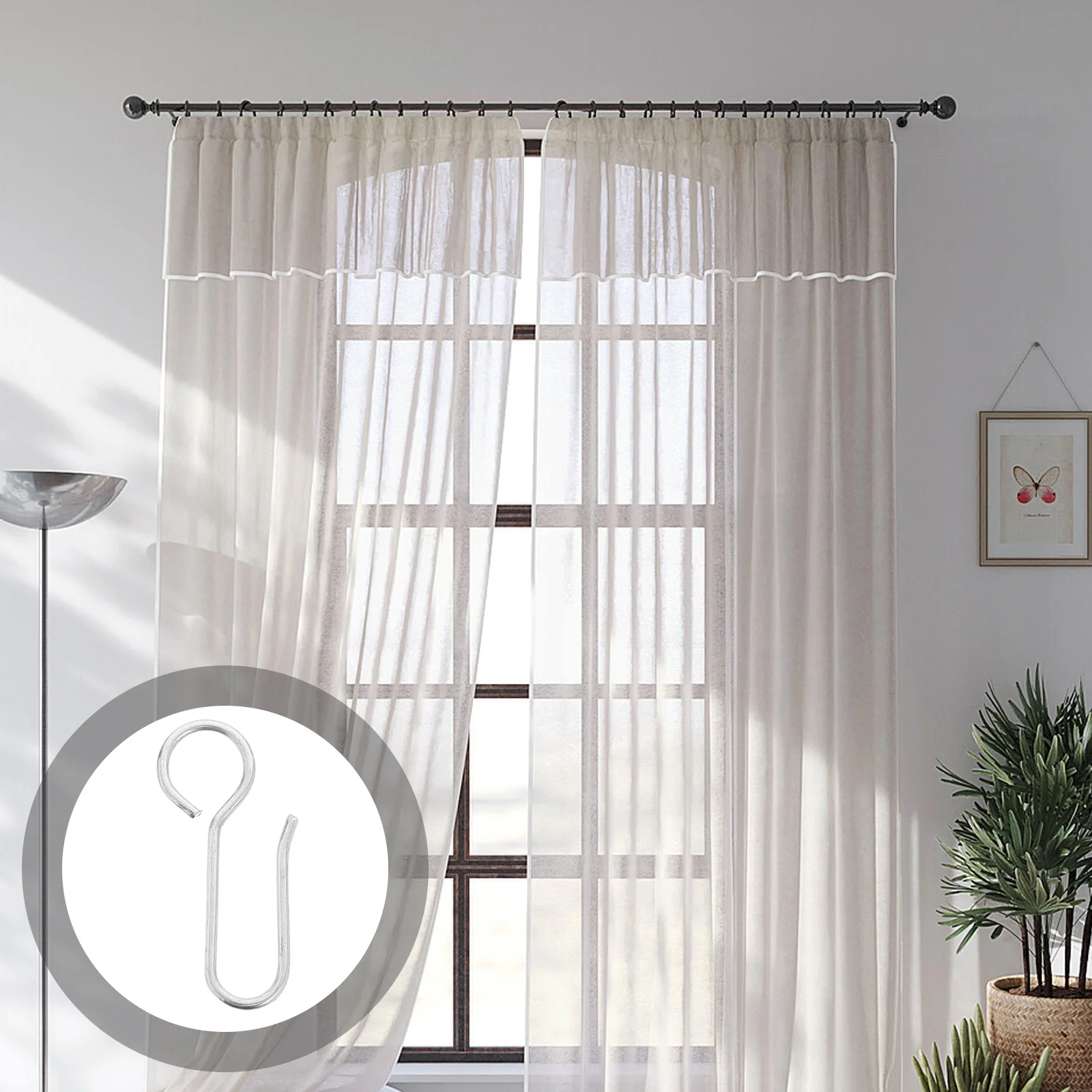 

30Pcs S Shaped Metal Curtain Hooks Smooth Operation Aesthetic Design Home Hotel Rv Use Curtain Track Metal Sign Hook