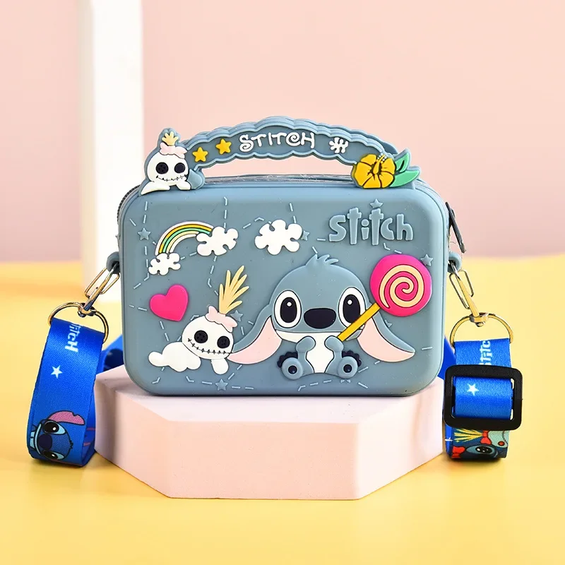 Disney-Sac à main Stitch Cartoon pour enfants, bandoulière mignonne, mini sac à main coloré bonbon, sac à clés bracelet, cadeau d'anniversaire mignon