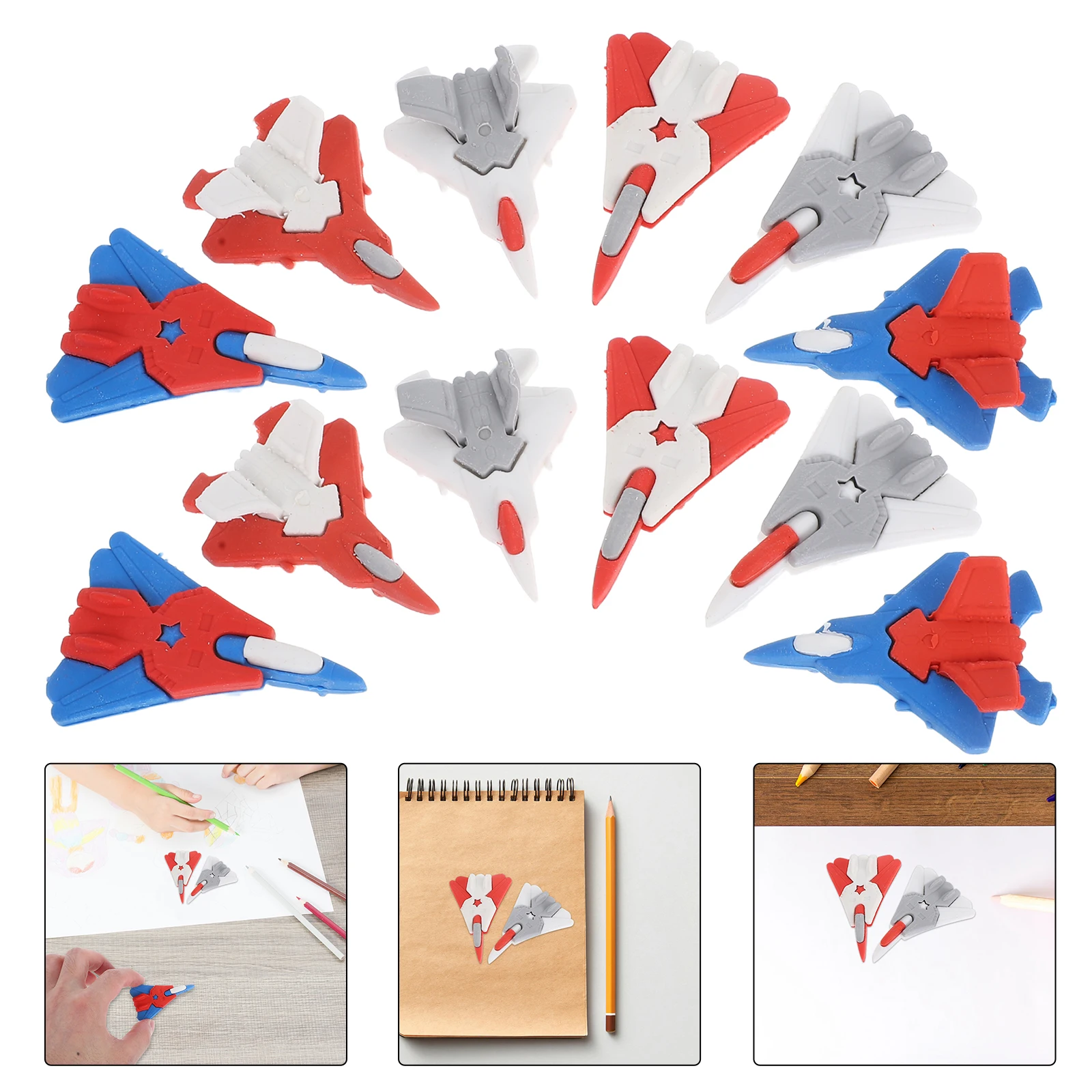 

18pcs Airplane Erasers Helicopter Shaped Cartoon School Supplies Kids Tpr Material Small Gifts Student