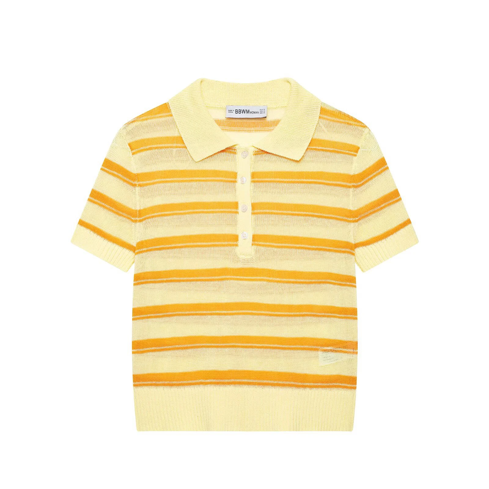 

Women's 2026 new summer outfit, European and American style casual striped short sleeved polo collar knitted sweater