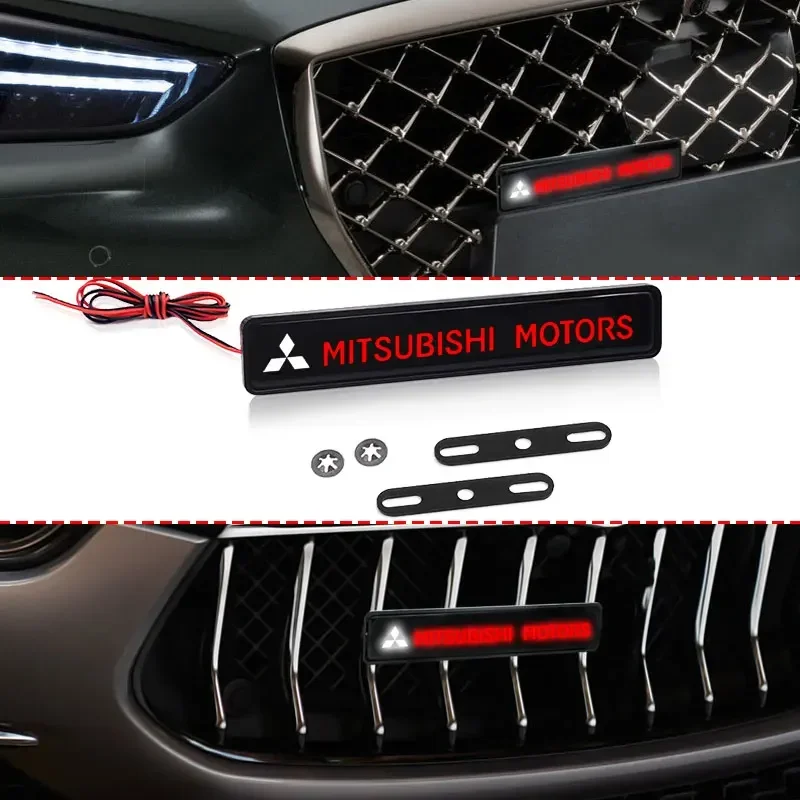 Emblema decorativo con luz LED para la parrilla delantera del coche, para Mitsubishi Outlander Sport, Mirage, Eclipse Cross, Pajero, ASX, Lancer