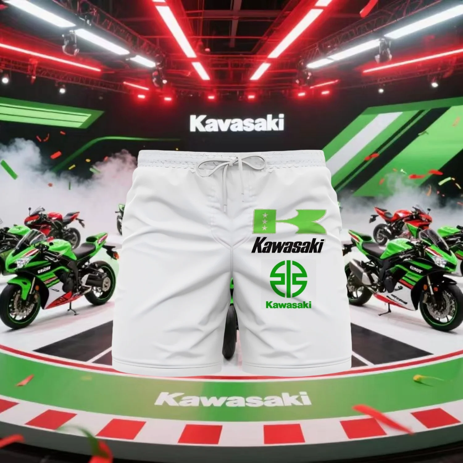 

Summer Outdoor Sports Running Fast Drying Breathable Kawasaki Motorcycle Shorts Thin Motorcycle Sports Comfortable Men Shorts 1