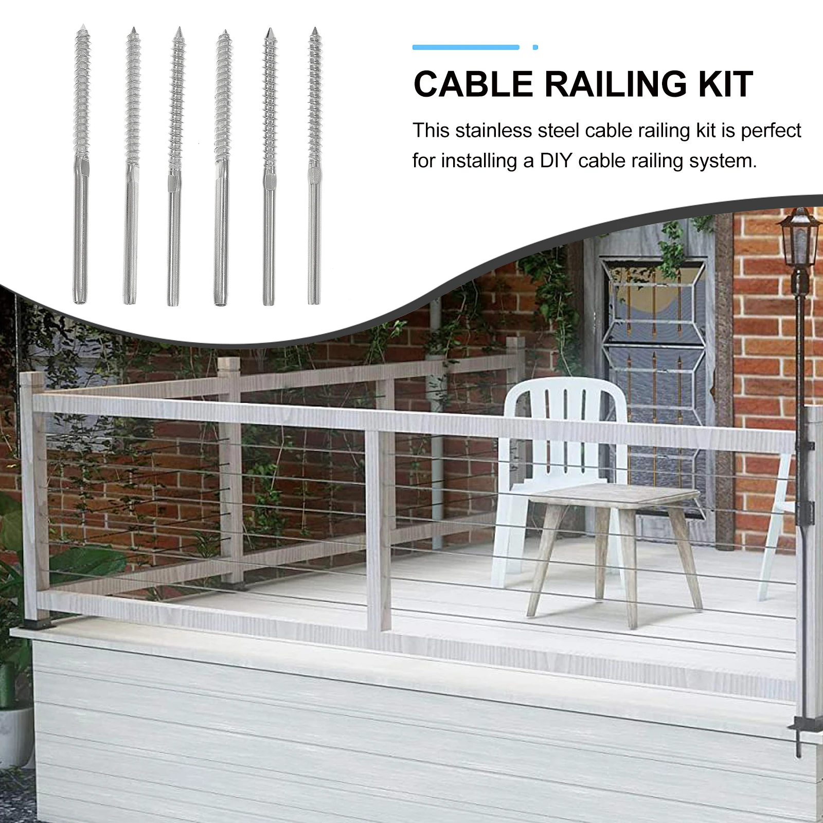 

Cable System 100Mm Lag Screws 1/8 Inch Deck Railing Kit Stainless Steel Marine Grade Outdoor Use Rotating Design