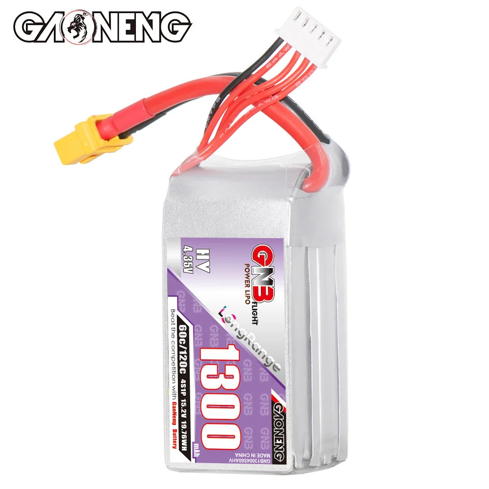 GNB 4S 1300mAh 15.2V 60C/120C Lipo Battery for RC Car Truck Buggy Airplane FPV UAV Drone Model Parts 15.2V Rechargeable Battery