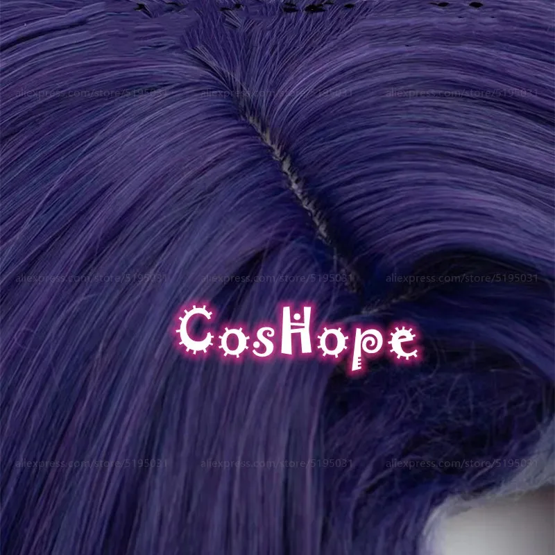 دكتور. نسبة شعر مستعار تأثيري 35 سنتيمتر قصيرة الأزرق الأرجواني يسلط الضوء على شعر مستعار تأثيري أنيمي تأثيري مقاومة للحرارة بيروكات صناعية #6