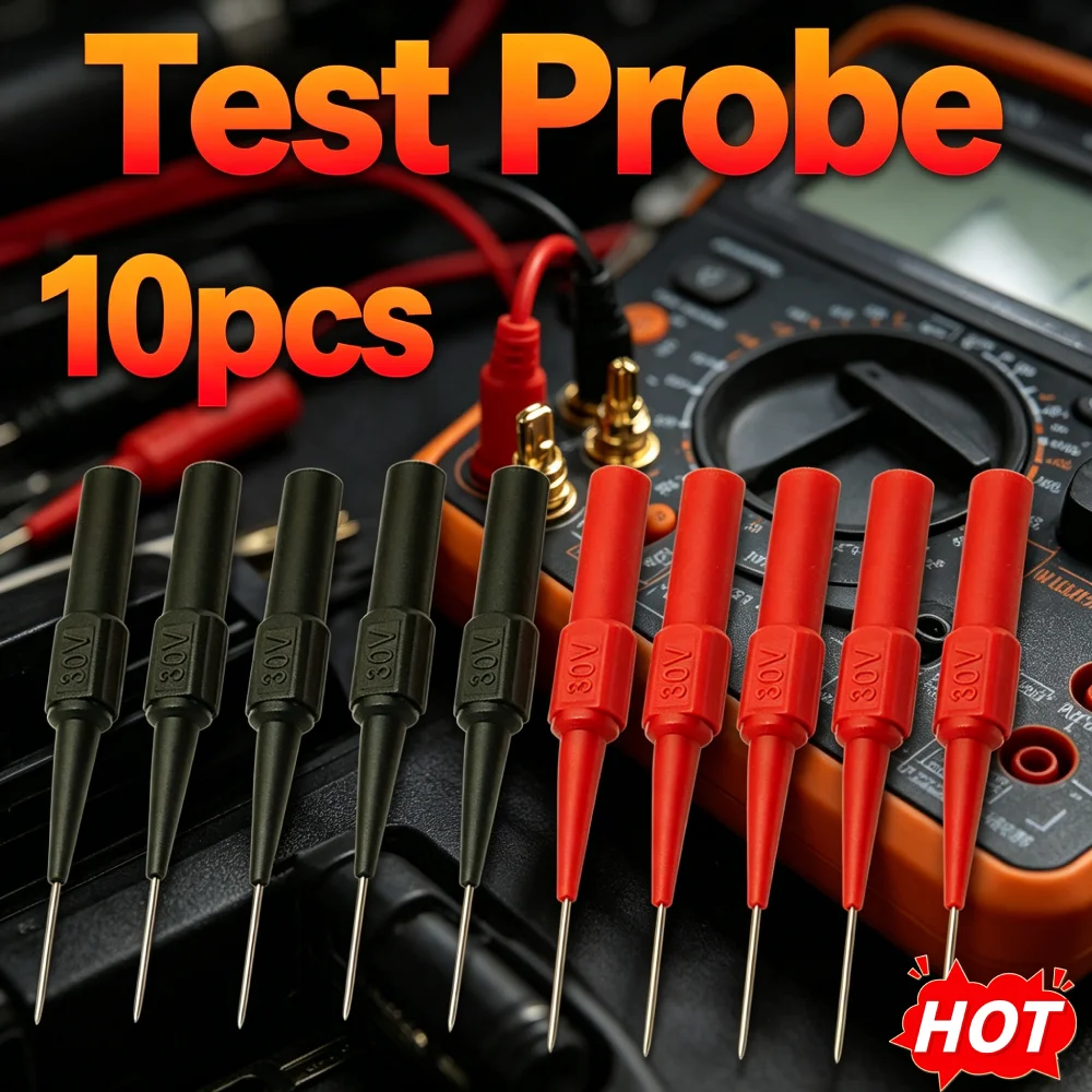Multimeter Test Probes 10 Piece Set Red and Black Electrodes with Fine Needle Tips for Accurate Electronics Testing