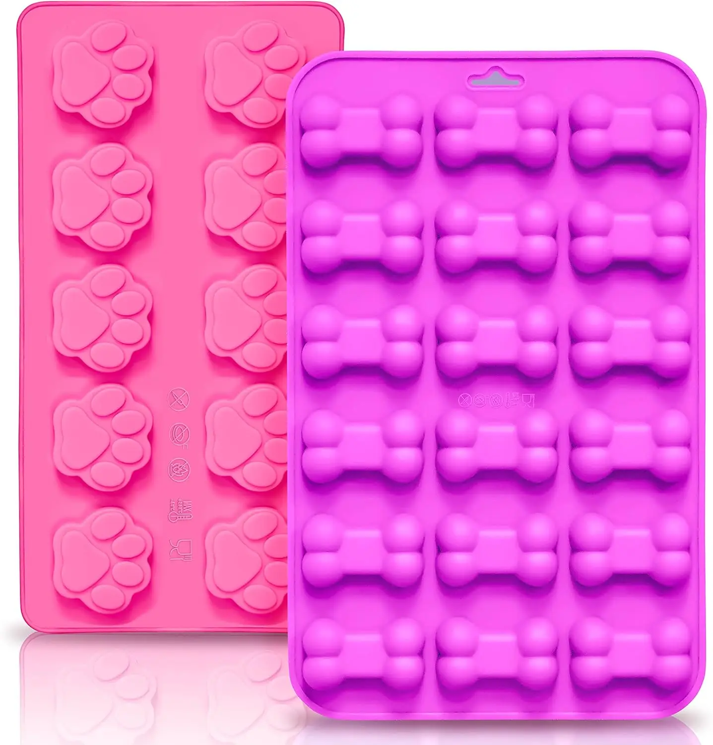 

Reusable Silicone Molds with Puppy Dog Paw and Bone Shaped, Flexible & Non-Stick Ice Cube Tray, Candy and Chocolate Making M