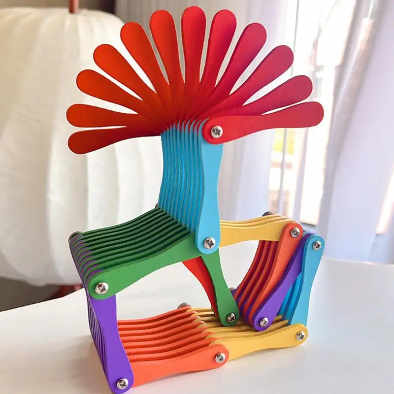 

Folding Toys For Kids Adjustable Wooden Stacking Playset Kids Stackable Toy Colorful Learning Toys Fine Motor Skills Toys