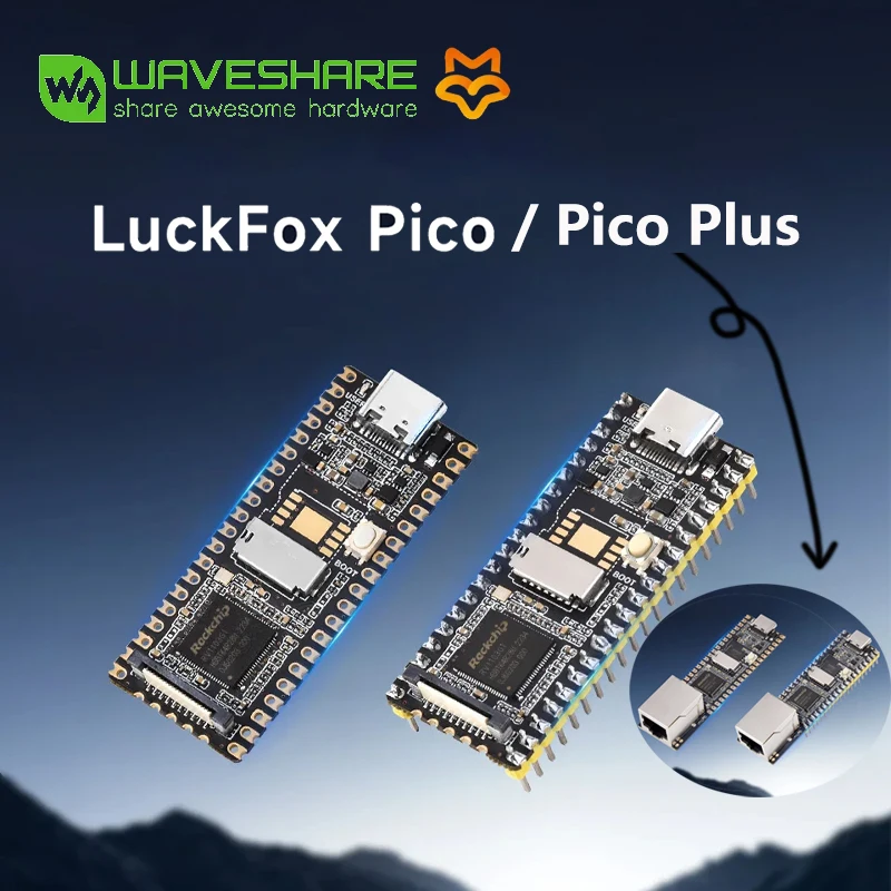 LuckFox Pico / Pico Plus RV1103 Linux Micro Development Board، يدمج معالجات A-RM Cortex-A7/RISC-V MCU/NPU/ISP
