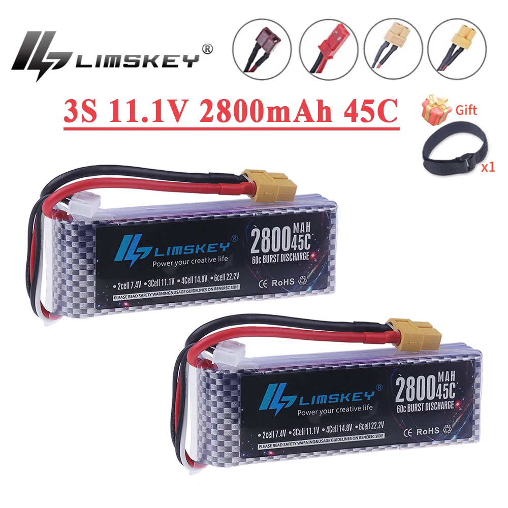 11.1V LiPo Battery 2800mAh 3S 45C For RC Drone Helicopter Aircraft Quadcopter Cars With DEANS T JST XT30 XT60 Plug 3S 