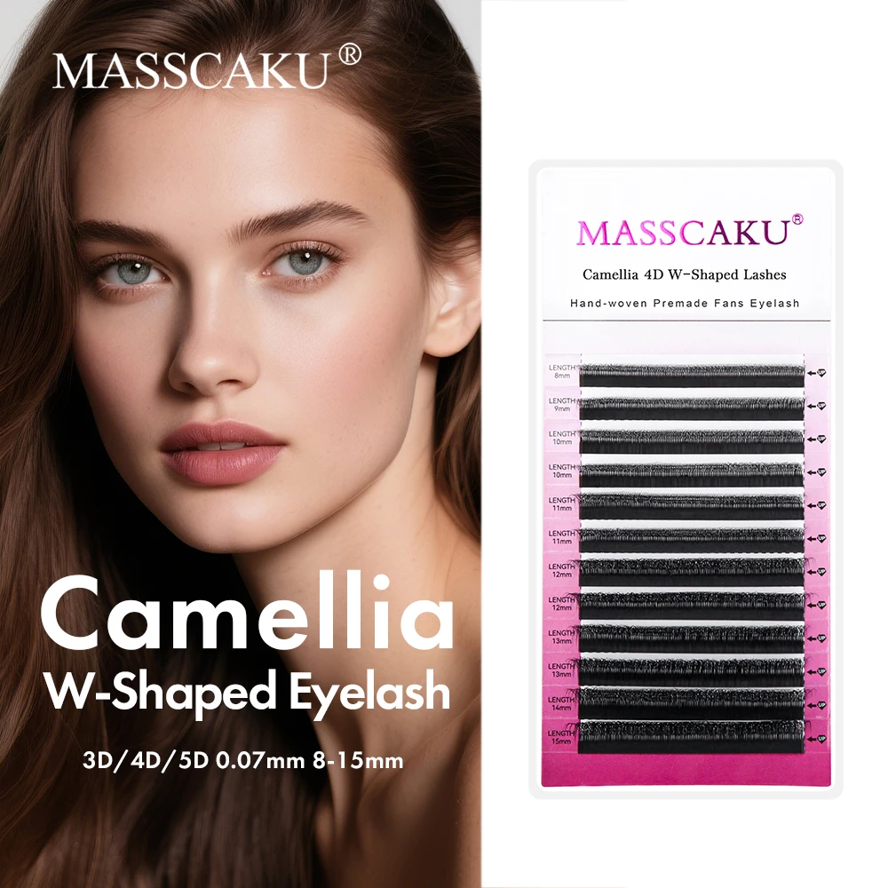 

Factory Wholesale Camellia 3D/4D/5D W Eyelash Extensions 0.07mm Thickness High Quality Technologic Fiber Eyelashes from MASSCAKU