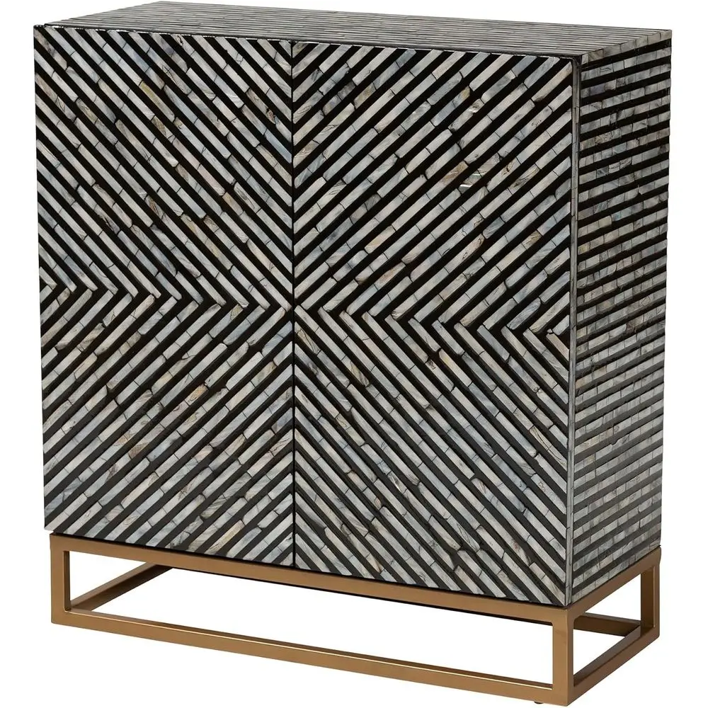 Black Mother Of Pearl Herringbone Storage Cabinet By Belenus & Boan