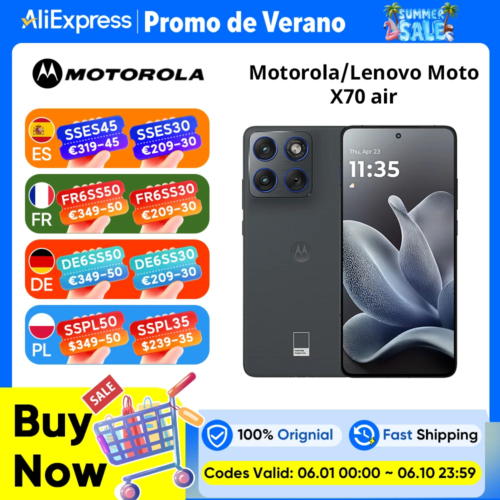Global ROM Lenovo moto x70 air Snapdragon 7 Gen 4 Écran 6,7 pouces 120 Hz Appareil photo principal 50 Mpx Batterie 4800 mAh Charge 68 W CN Version Motorola edge 70