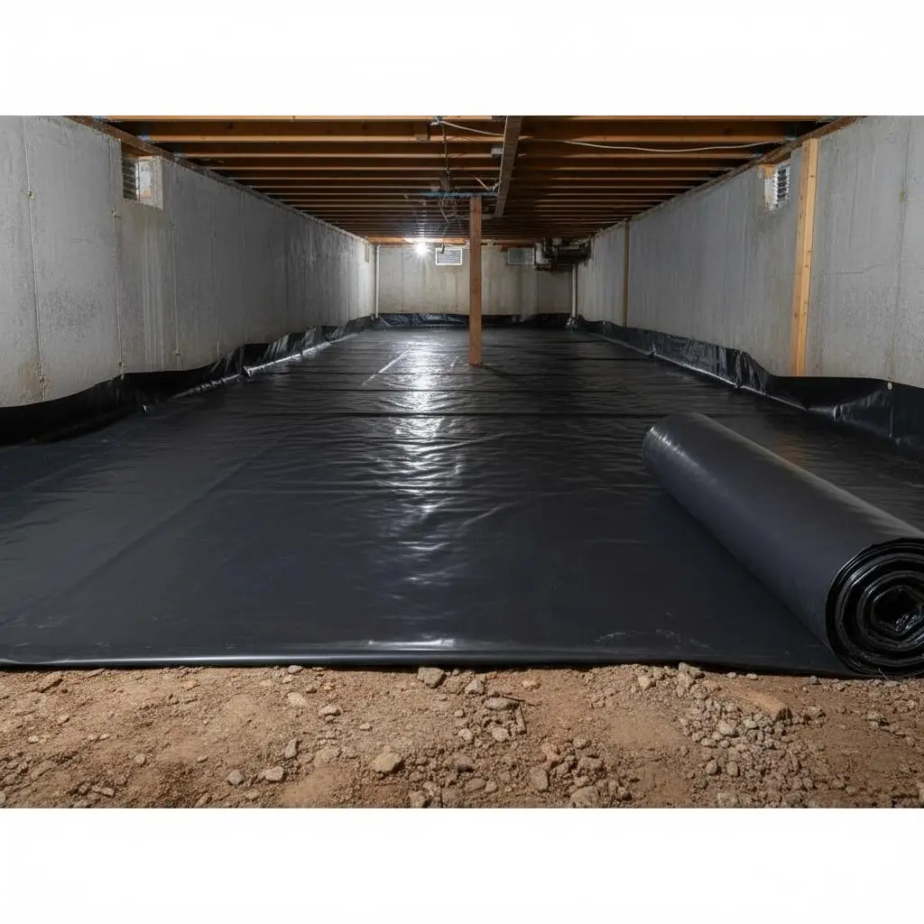 

Полиэтиленовая пленка 3 фута x 50 футов для подвалов, садовых участков, строительных площадок, толщиной 4 мил, сверхпрочная, черная, в рулоне