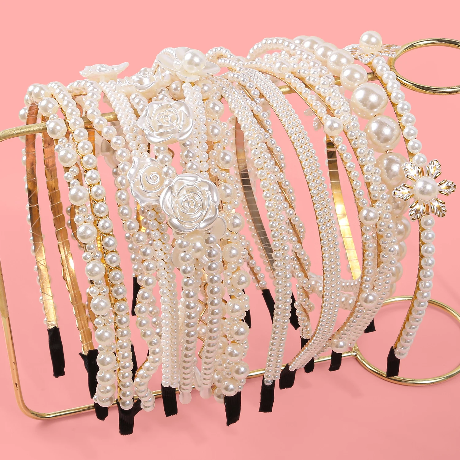 8/16pcs Pearl Rose Metal Combination Hair Band For Girls Elegant Fashion Headbands For Kids Women Party Daily Hair Accessories