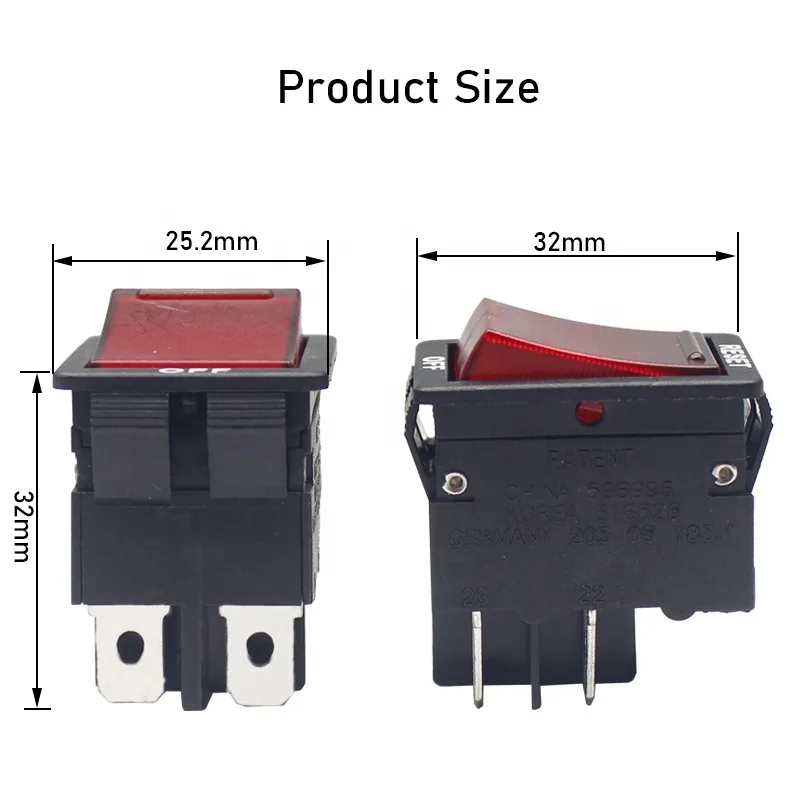 Approach SS-005 DPDT 5A 10A 15A 20A 25A reset circuit breaker switch rocker thermal overload protector switch
