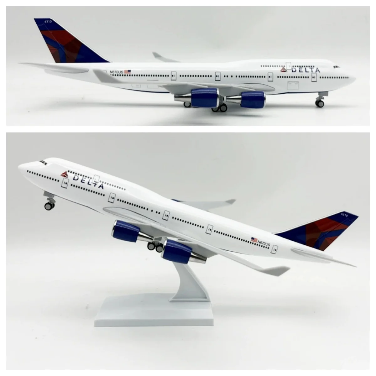 30cm Aircraft B747 Delta Airline Model Resin Static Display Passenger Plane With Wheels And Base Decoration For Home Collection