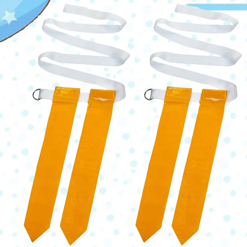 2 Buah Sabuk Bendera Pinggang Sepak Bola Amerika Aksesori Pita Rugby Nilon Putih Kuning untuk Latihan dan Pertahanan Permainan