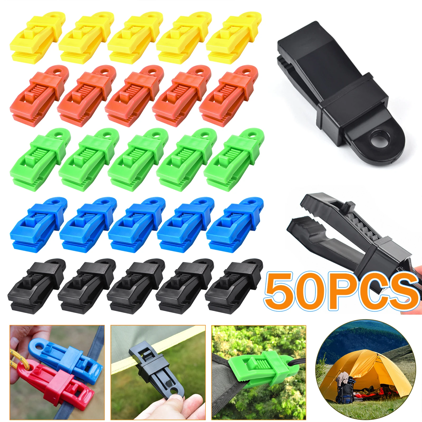 8/10/20/50PCS Tarpaulin Clip Awning Tent Clamp Canopy Lashing Buckle Jaw Grip Outdoor Camping Accessories Hook Anchor with Barbs