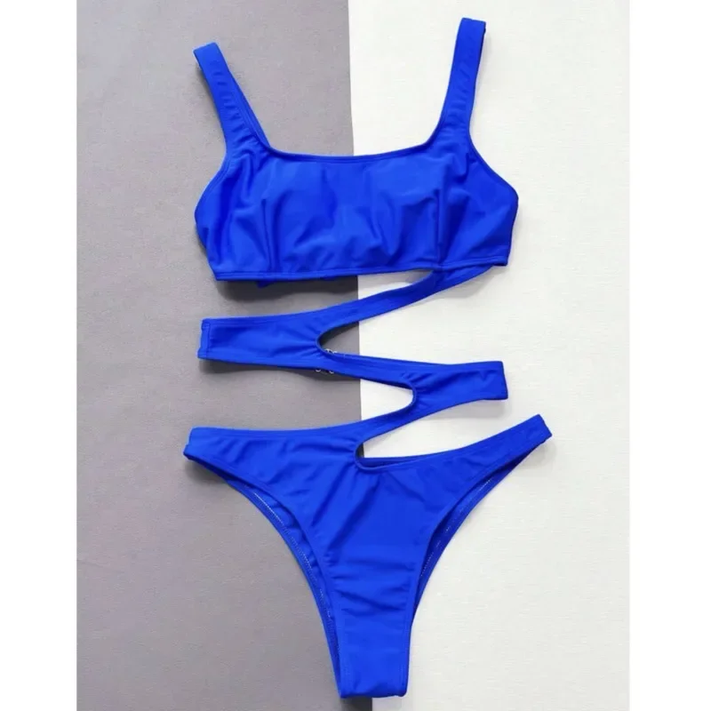 Летние синие сексуальные цельные купальники, закрытые женские купальники, одежда для плавания с эффектом пуш-ап, купальные костюмы для тела, пляжная одежда, купальщица в бассейне 2025