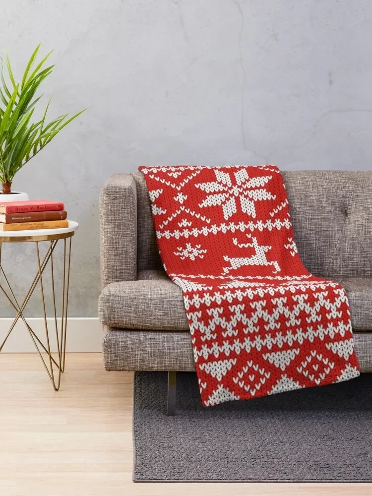 Fair Isle Christmas Throw Blanket Flannel Plaid on the sofa Thin christmas decoration Blankets