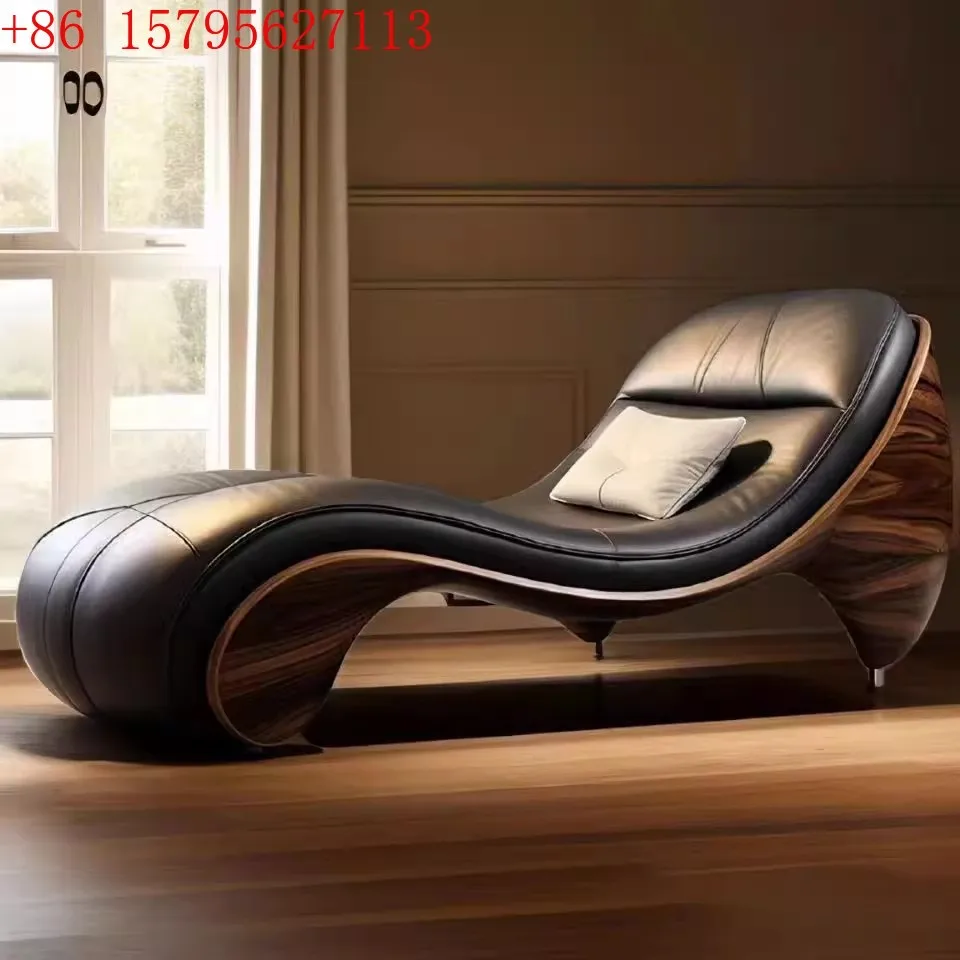 

Легкий роскошный скандинавский одиночный ленивый кожаный диван может сидеть и лежать, высококачественный диван, завернутый из кожи.