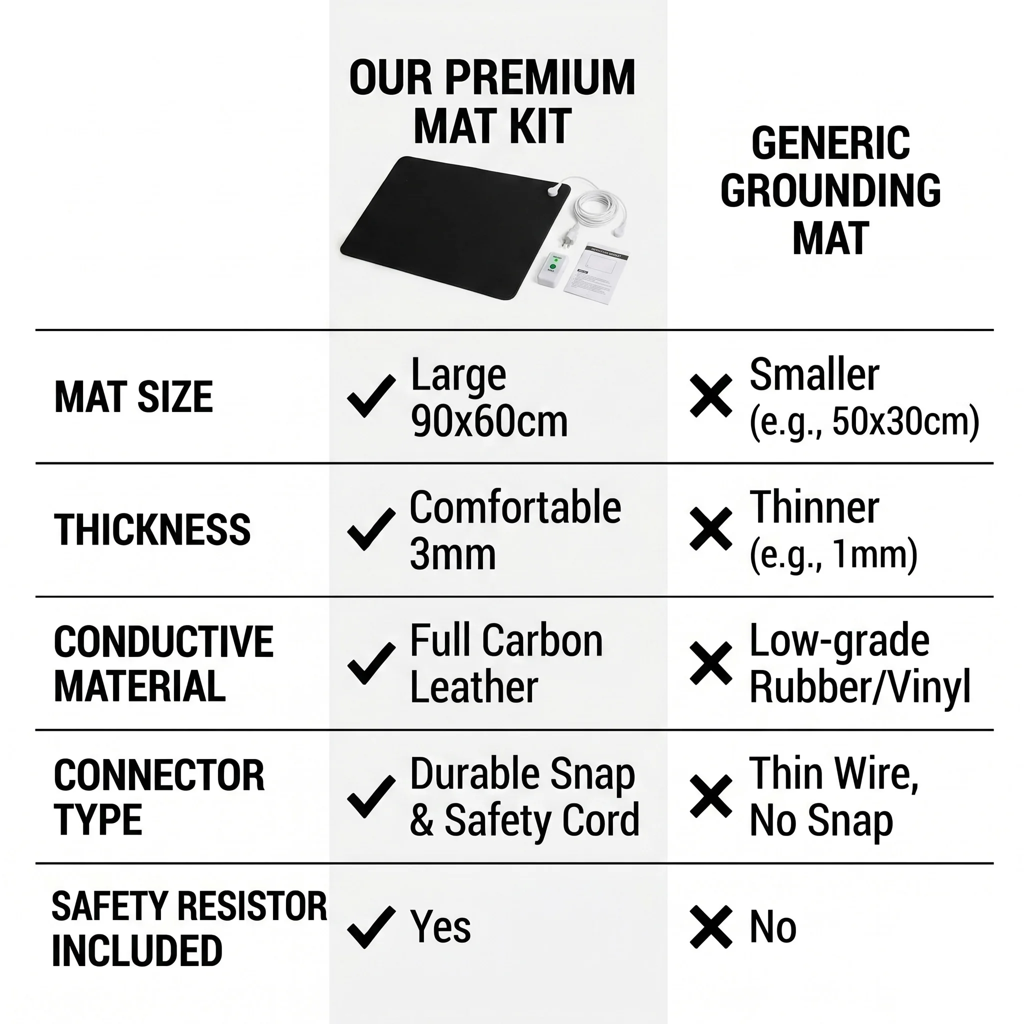 3mm PU Leather Grounding Mat Earthing Pad Anti Static ESD EMF Protection Sleep Support Desk Bed Floor Yoga Wellness Tool 90x60cm - view 4
