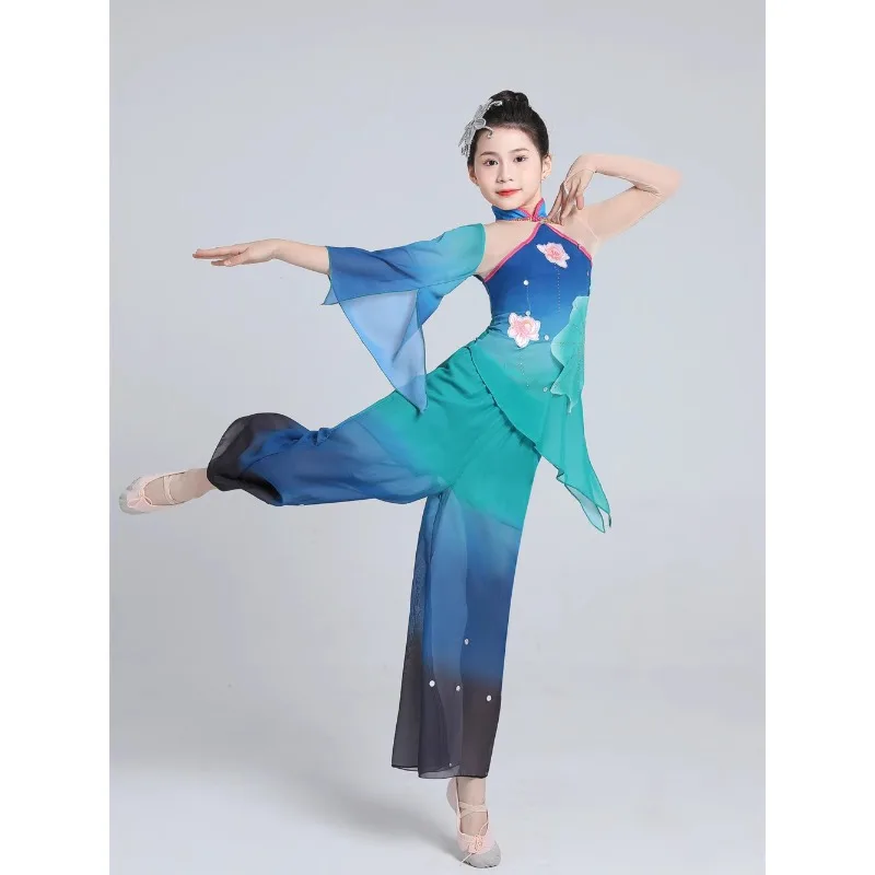 

New Lotus Embroidered Classical Dance Costumes for Children and Adults Classical Dance Performance Folk Dance