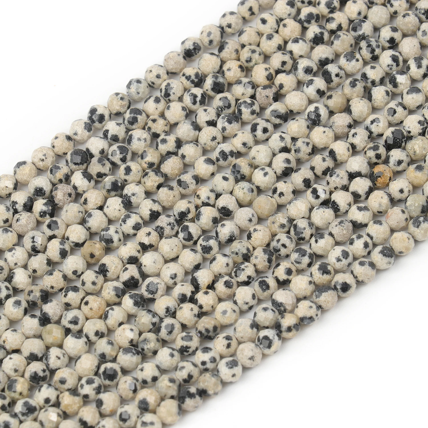 Großhandel Facettierte 2 3 4mm Naturstein Gelbe Dalmatiner-Perlen Runde Kleine Lose Perlen für Schmuckherstellung DIY Armbänder Halsketten – Detail 2