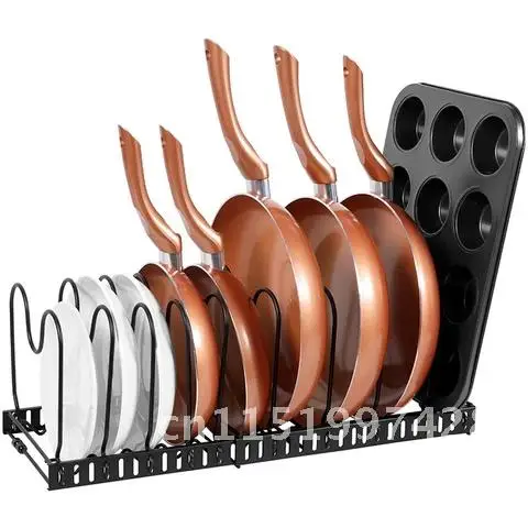 Flexible Kitchen Storage Rack Multipurpose Pot Pan Rack Extendable Pot Lid Holders Steamer Pans Glasses Holder Plate Organizer