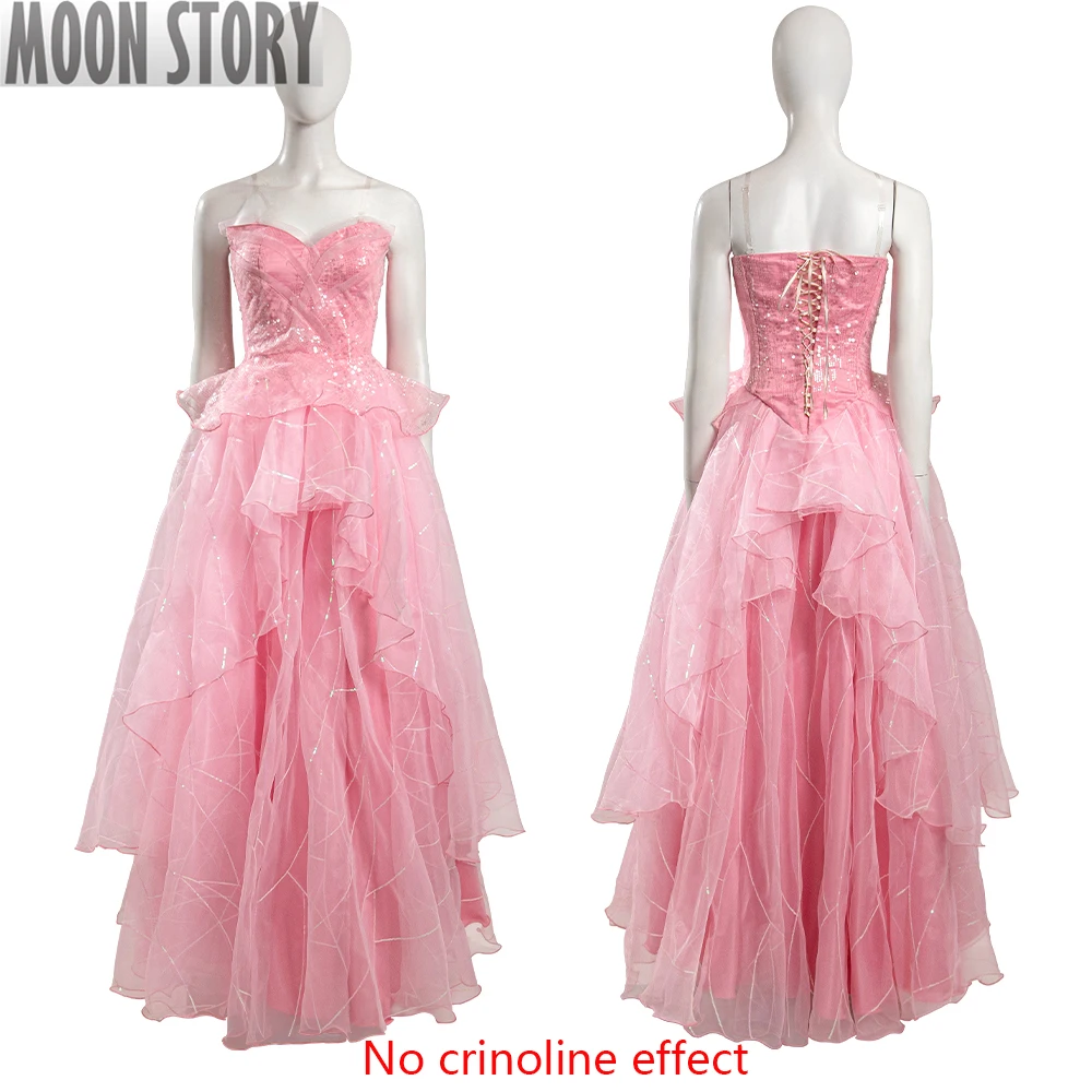 Halloween Carnival Glinda Wicked Cosplay Costume Disguise Pink Princess Chiffon Dress Adult Women Fantasy Outfit