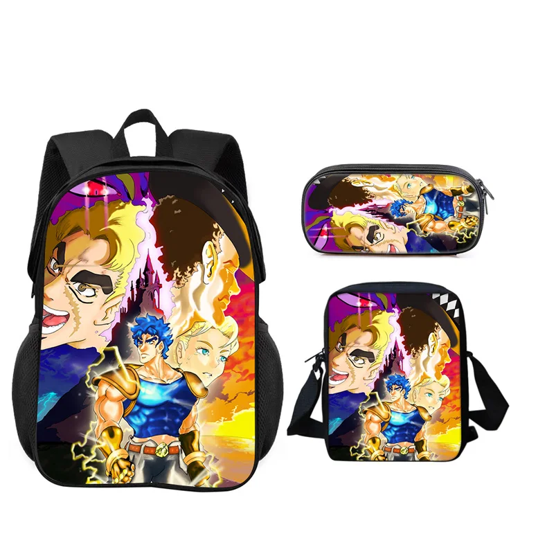 JoJo's Bizarre Adventure 3pcs Set Backpack Pen Bag shoulder Bag Durable Trendy Versatile School Boy and Girl Birthday Best Gift