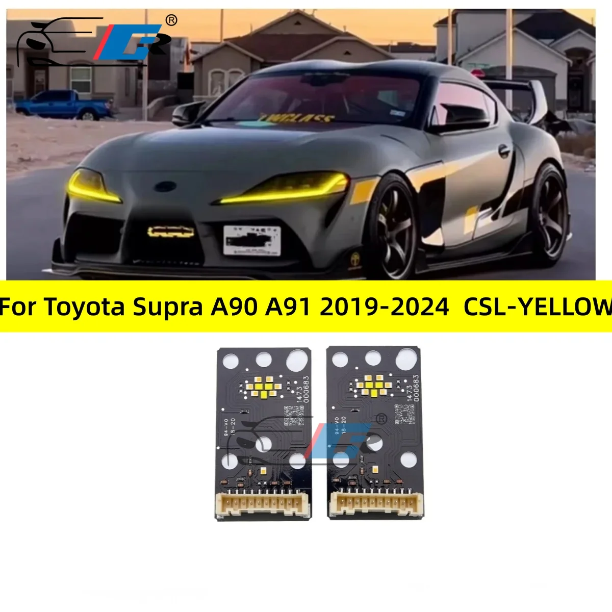 

CSL Lemon Yellow DRL LED boards For Toyota GR Supra A90 A91 MK5 2020 2021 Headlight Daytime Running Lights Angel Eyes 14200004