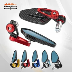 Motorcycle 360 Rotation Rearview Mirror Handlebar Mirror Modified Inverted Carbon Fiber Pattern Rear Mirror Moto Accessories