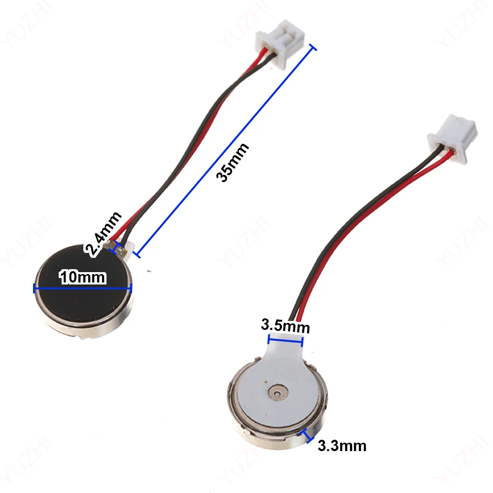 5PCS Mini 1027 Flat Vibration Motor DC 3V 3.7V Micro 10mm*27mm Button Type with Wire Vibrator Massager Motor