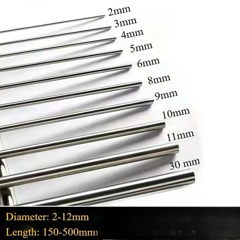 Image of 2mm 3mm 5mm 6mm 8mm 10mm 12mm Durchmesser Linearwelle Edelstahlstange Massiver Rundstab für DIY-Bastelarbeiten Drehmaschine 2027