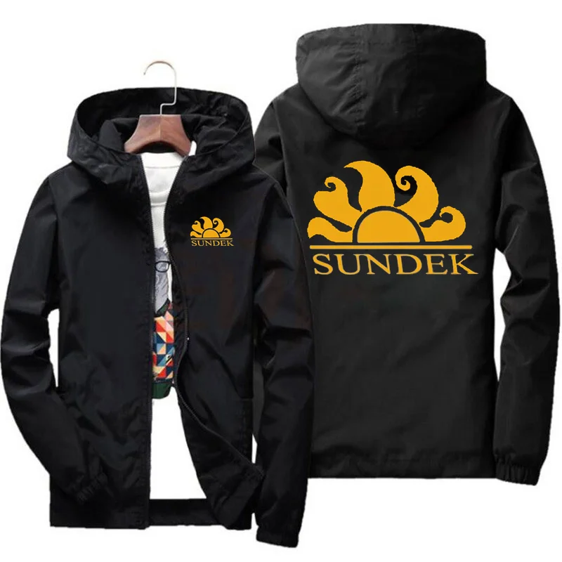 

Fashion Men'S New SUNDEK Letter Pattern Printing Hooded Diving Jacket Zipper Coat Coat Jacket Loose Casual Jacket