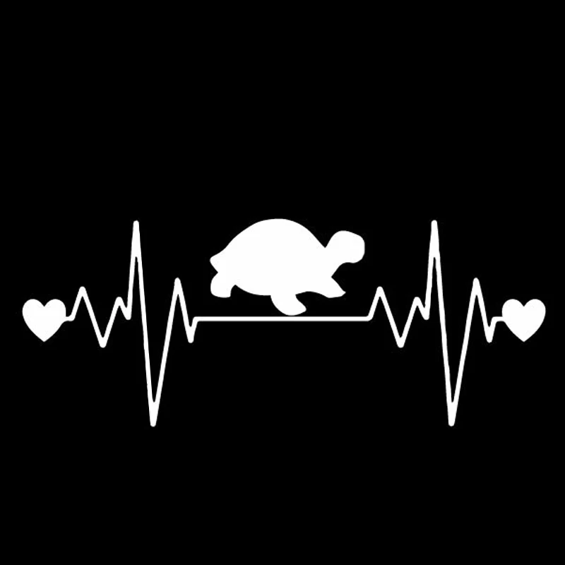 YUIN Heartbeat Turtle Creative Fashion Car Sticker Personality PVC Waterproof Sunscreen Decal Black/White/Red/Laser/Silver